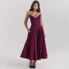 Nuevo Vestido de Fiesta Estilo Europeo y Americano Popular Transfronterizo Delgado Sexy Cintura Baja Falda Larga Vestido de Envoltura Profunda en el Pecho