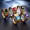 Anillo de titanio con gema para hombre, moderno y sencillo, joyería de anillo de comercio exterior transfronterizo