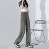 Infantil# Jeans de Pierna Ancha Fino de Tencel Verde Oliva para Mujer Sueltos Adelgazantes Caídos Nicho Versátiles Rectos Modernos