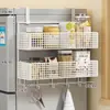 Estante de Almacenamiento Lateral para Refrigerador Estante para Suministros de Cocina Estante Colgante de Pared Lateral Multicapa para Botellas de Especias Película Adhesiva Sin Perforaciones