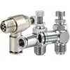Válvula de Control de Gas Ajustable de Conexión Rápida de Acero Inoxidable 304, Válvula de Control de Velocidad, Válvula Reguladora de Presión, Válvula de Mariposa, Interruptor de Control Sl, Conector Sc, Tubería de Gas de Cobre Puro