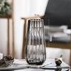 Boca pequena simples borda dourada vaso de vidro transparente planta hidropônica sala de estar quarto mesa decoração listrado vaso cinza