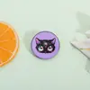 Broche de Metal de Dibujos Animados Gato Negro Pequeño con Gradiente de Cielo Estrellado Soñador Creativo Insignia Decorativa para Bolso Ropa
