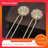 Acessórios de jóias antigas Cor de cobre puro retendo ouro redondo pedaço de flor dupla reta hairpin cabelo headwear material