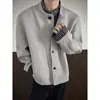 Sudadera Cardigan de Doble Pieza Falsa Retro Americana para Hombre Otoño Marca de Tendencia Chaqueta Pesada de Gama Alta con Cuello Alto