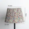 Pantalla de Lino Plisado Pastoral Floral Retro para Lámpara de Piso Colgante de Mesita de Noche de Dormitorio Hotel Accesorios