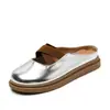 Zapatos para Mujer de Suela Gruesa, Punta Cerrada, sin Cordones, Súper Suaves y Cómodos, Modelo Nuevo 2025, Zapatos Plateados Individuales con Tirantes Cruzados, Sandalias Planas