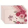 Manteles del Día de la Madre Transfronterizos, Ramos de Flores, Bendiciones de Agradecimiento, Manteles Festivos, Decoración Fotográfica para Restaurantes, Posavasos