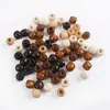 Contas de Madeira com Furo Grande, Contas Redondas, Contas Soltas Tingidas de Madeira Maciça, Acessórios para Pulseira e Colar, Componentes para Joias DIY