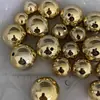 Cuentas Redondas Doradas y Plateadas de un Solo Agujero de 8-30 mm Electroplateadas con UV, Cuentas Sueltas de Medio Agujero para Ropa, Pasadores, Manualidades, Accesorios para Joyería DIY
