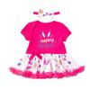 Vestido de Conejo para Niña de Pascua Transfronterizo Bolsa de Huevo de Conejo Falda Vestido de Fiesta para Bebé Set de Dos Piezas con Diadema