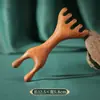 Pente Massageador de Sândalo Dourado Espessado para Cabeça, Pente Meridian Dolphin para Couro Cabeludo, Pente de Cinco Dentes para Cuidados com o Cabelo, Pente de Madeira