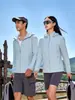 Roupa de Proteção Solar Personalizada para Uso Externo em Seda Gelada para Mulheres, Roupa Leve e Respirável para a Pele com Capuz, Proteção UV UPF50+, Roupa de Proteção Solar para Homens