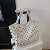 Bolsa de lona estilo japonés para mujer, de lunares, simple, bolsa de mano de gran capacidad, bolso de hombro casual, artístico, adecuado para ir al trabajo, bolsa de compras para estudiantes
