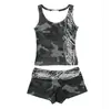 Traje de Verano con Chaleco y Shorts Y2K Estampado Retro Hottie que Muestra el Ombligo Cuello en U Sin Mangas Chaleco Top para Mujer con Estampado de Letras Americanas