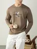Algodão Modal Tipo Nuvem! Grau 5A Antibacteriano! Camiseta Redonda de Manga Longa com Relevo 3D de Alta Qualidade para Homens, Outono/Inverno 2026