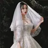Velo novia nuevo encaje Mori doble corto puesto mayorista estudio fotográfico accesorios fotografía