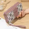 Nueva Bolsa de Teléfono Móvil de Gran Capacidad, Bolso de Mano, Billetera para Monedas Suave, de Estudiante Coreana, Combinación de Colores, Larga, Versátil, con Doble Cremallera para Mujer