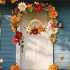 Festival de la Cosecha de Otoño de Amazon Corona Decorativa de Hojas de Arce Simuladas y Calabaza Corona Decorativa para Puerta Principal del Hogar de Acción de Gracias