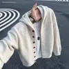 Cardigan com capuz cor aveia cleanfit masculino outono malha grossa solto casual jaqueta de casal