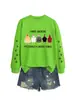 Sudadera Redonda de Manga Larga Divertida y Original de Otoño e Invierno de Amazon con Estampado de Pollo Iraisechickens en el Brazo