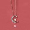 Collar original zodiaco conejo para mujer plata esterlina estrella luna oro rosa cadena clavícula animal año Conejo colgante año Conejo