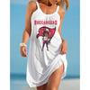 2022 Explosões AliExpress Europeu e Americano Transfronteiriço Urbano Feminino Casual Sexy Impressão Digital 3D NFL Vestido de Alça