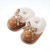 2024 Nuevas Pantuflas de Algodón para Niños Otoño e Invierno Lazo Moda Niñas con Forro Polar Suela Gruesa Bolsa con Pantuflas de Felpa