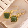 Aretes S925 Plata Oro Jade Hetian Sapundum Patrón Distintivo Geométricos Moda Personalidad Elegantes Aretes para Mujer Aretes