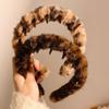 Estilo coreano vintage leopardo estampado dente pelúcia arco de cabelo feminino antiderrapante rosto lavagem grampo de cabelo maquiagem acessórios para cabelo faixa de cabeça outono inverno 2024