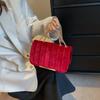 Bolsas Femininas Transfronteiriças 2026 Nova Tendência Versátil Veludo Corrente Pequena Quadrada com Bordado Matelassê Ombro Único Transversal Bolsa Feminina