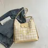 Mochila de Cuadros de Contraste de Gran Capacidad Estilo Coreano para Mujer 2026 Verano Nuevo Bolso Tote de Un Solo Hombro Bolso de Mujer de Moda