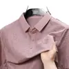 Camisa Polo Estampada Dark Pattern para Hombre, Camiseta de Seda Helada para Verano, Cuello de Solapa de Manga Corta de Negocios, Top Casual de Lujo Ligero para Hombres de Mediana Edad