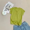 Camiseta versátil de manga curta em Lyocell para o dia a dia, com mangas tipo "capa" e decote V, novidade de verão, casual, corte justo, top que valoriza a silhueta