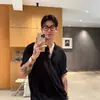 Camisa Polo Masculina de Manga Curta com Gola Henry Estilo Old Money, Camiseta Masculina de Malha Texturizada em Tencel e Linho Anti-Rugas para o Verão