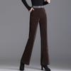 Pantalones de Pana Shanli Dadi con Forro de Vellón Microacampanados para Mujer Otoño e Invierno Nuevos Tallas Grandes Cintura Alta Elásticos Holgados