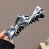 Elegante pinza para el pelo con lazo en la nuca, pequeña pinza tipo banana de malla de encaje estilo Chanel, pinza negra para peinado semi-recogido para mujer