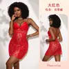 Camisola de renda em formato de coração para mulheres com alças de strass, costas cruzadas, malha transparente, vestido curto sexy para uso íntimo feminino 1252