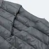 Jaqueta Leve de Penas Pinghu Nova Masculina Sem Gola Moda Quente Forro de Penas de Pato Branco Tamanho Grande Gola Redonda Jaqueta Fina Moderna