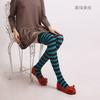 Medias de Moda Azul Marino con Rayas Arcoíris de Algodón Peinado al por Mayor Medias Altas de Algodón hasta la Rodilla Colores Caramelo Calcetines para Estudiantes