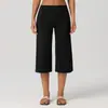Pantalones de yoga de longitud media para mujer estilo Lulu, de cintura alta, control de abdomen, secado rápido, corte holgado, pantalones capri deportivos para fitness, estilo europeo y americano, pantalones de tejido cepillado