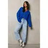 Ebay AliExpress Mujer Primavera Otoño Nuevos Cómodos Pantalones de Mezclilla Lavada Para el Trabajo Desgastados Corte Delgado Bolsillo de Parche Pierna Ancha