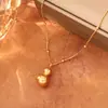 Nuevo Collar Simple Estilo Chino de Calabaza con Circonita para Mujer, Lujo Ligero, Moda de Alta Gama, Cadena para Clavícula Gruesa de Color Dorado Real que Conserva el Color