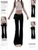 2026 Nuevos Jeans de Verano Negros de Corte Delgado Vintage de Alta Gama Lavados Adelgazantes de Cintura Baja Estilo Hot Girl de Corte Delgado Acampanados