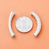 Prata Pura 999 Prata Lisa Prata Dura 3D Tubo de Prata Irregular Torcido Curvo Superfície Martelada Meio Bracelete Pulseira de Cristal DIY