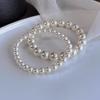 Pulsera de Perlas Artificiales de Cristal Perla Shijia 650 Blanco Cálido Pulsera Versátil Básica Estilo Francés Coreano