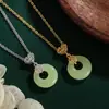 Collar Colgante de Jade Hetian de la Paz para Mujer, Diseño Único, Estilo Corte Vintage, Nuevo Jade de Imitación, Regalo para Mamá