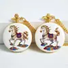 Reloj de Bolsillo de Caballo Pintado Color Oro, Reloj de Bolsillo Clásico Nostálgico con Patrón, Se Puede Imprimir para Regalo, Reloj de Cuarzo para Hombres y Mujeres, Venta al por Mayor de Fábrica
