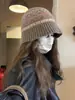 Chapéu de Lã Estilo Novo Fair Isle com Lã para Mulheres no Outono e Inverno, Rosto Pequeno, Chapéu de Pescador Tricotado Quente e à Prova de Frio