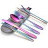 Conjunto de Talheres Portátil de Aço Inoxidável de Fábrica 7 Peças Produto Faca, Garfo, Colher, Hashi, Canudo Armazenamento Portátil para Exterior